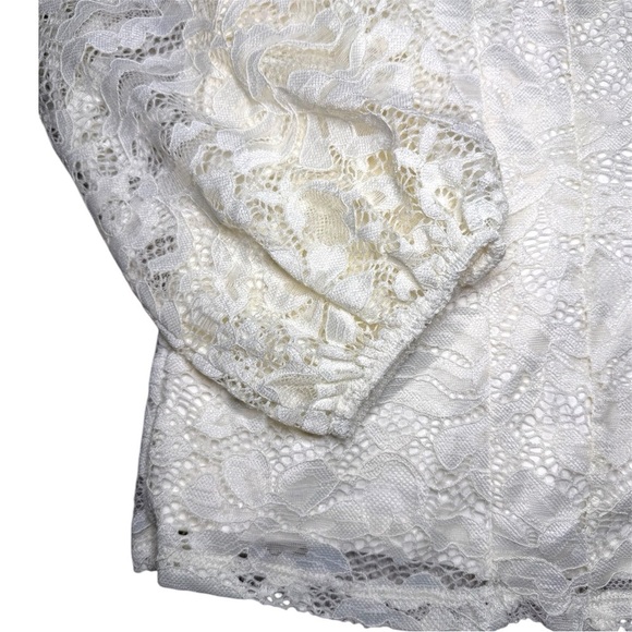 Torrid Stretch White Lace Off Shoulder Corset Seamed Long Sleeve Top NWT - Picture 5 of 11